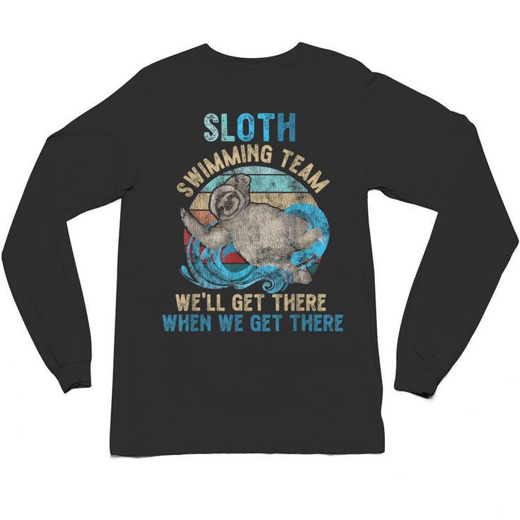 Swimmer Swim Sloth Swimming Team Retro Unisex Long Sleeve T-Shirt