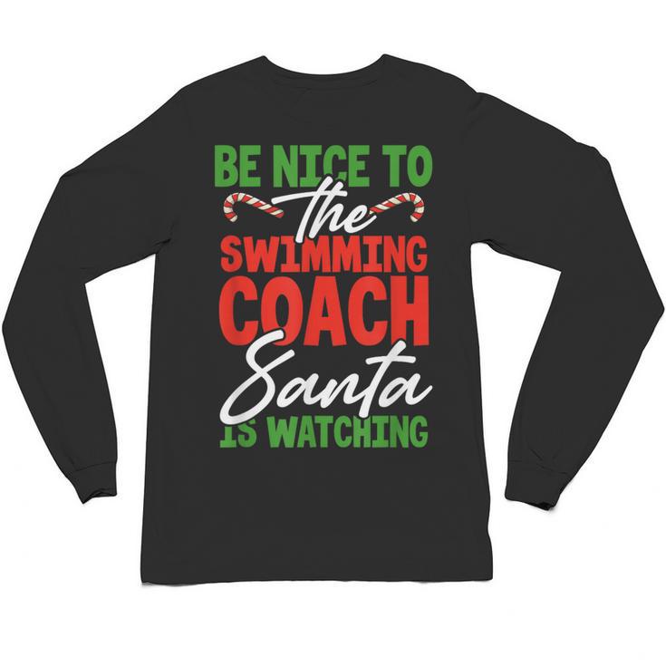 Swimming Coach Christmas Xmas Swimming Santa Unisex Long Sleeve T-Shirt