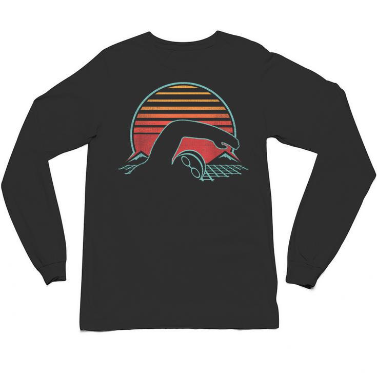 Swimming Retro Vintage 80s Style Swimmer Unisex Long Sleeve T-Shirt