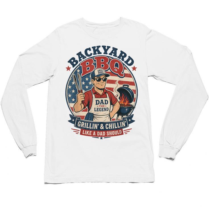 Backyard BBQ Dad Grill Boss Patriotic Fourth Of July Barbecu Unisex Long Sleeve T-Shirt, trending gift