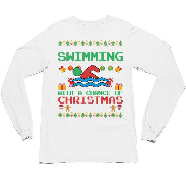 Swimming Christmas Party Swim Swimmer Christmas Ugly Style Unisex Long Sleeve T-Shirt
