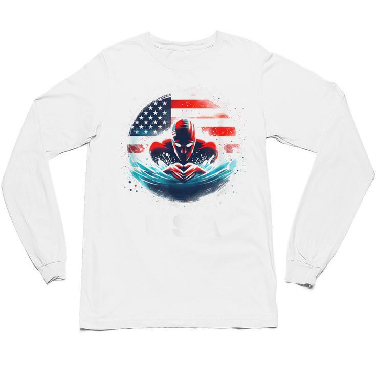Swimming United States American Swimming Apparel Swimming Unisex Long Sleeve T-Shirt
