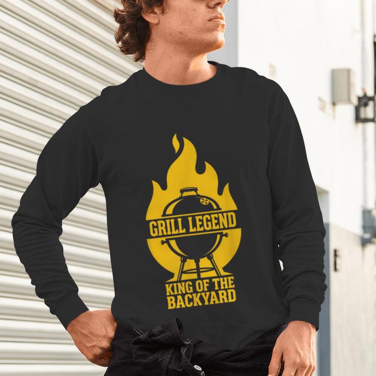 Grill Legend King Of The Backyard BBQ Dad Humor Chef Unisex Long Sleeve T-Shirt