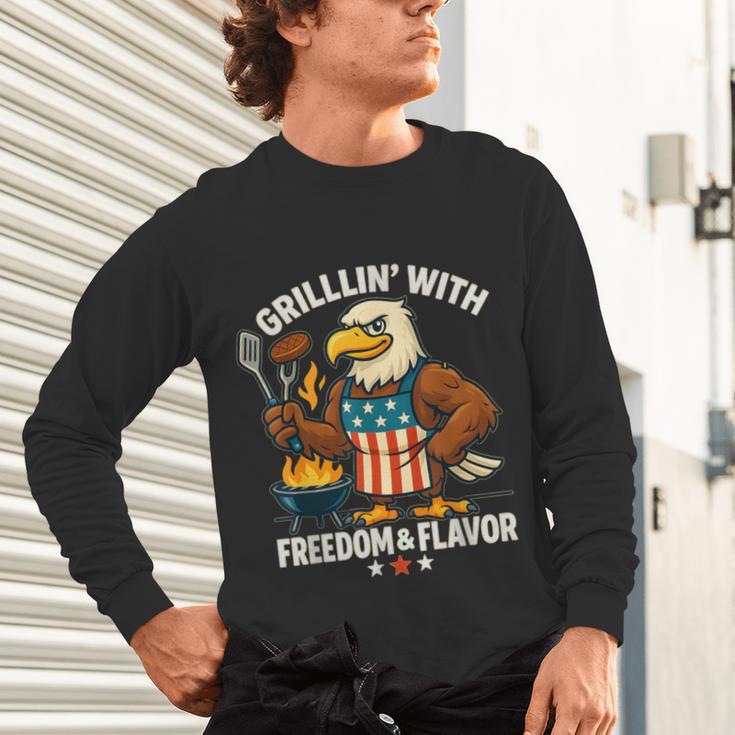 Grillin’ Eagle BBQ Dad 4th Of July Father’s Day Unisex Long Sleeve T-Shirt