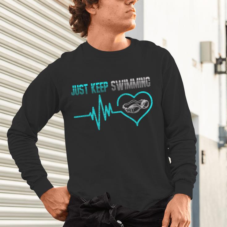 Just Keep Swimming For Swimmers Divers Diving Retro Unisex Long Sleeve T-Shirt