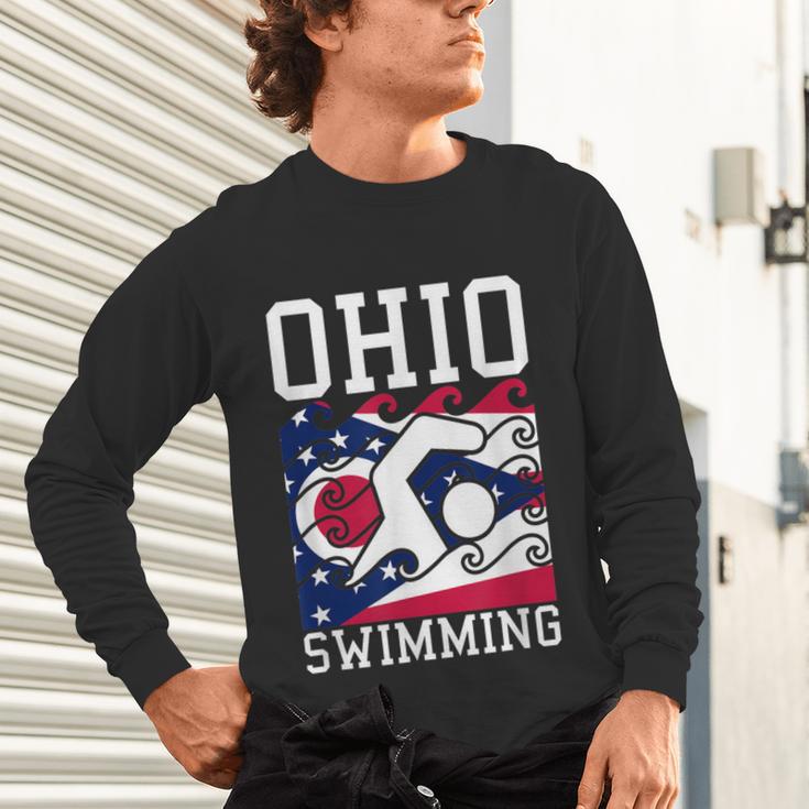 Ohio Flag Swimming Team Swim Swimmer US State Unisex Long Sleeve T-Shirt
