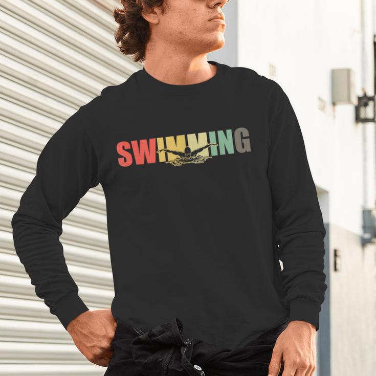 Retro Swimming Vintage Swimming Swimmer Unisex Long Sleeve T-Shirt Retro Swimming Vintage Swimming Swimmer Unisex Long Sleeve T-Shirt