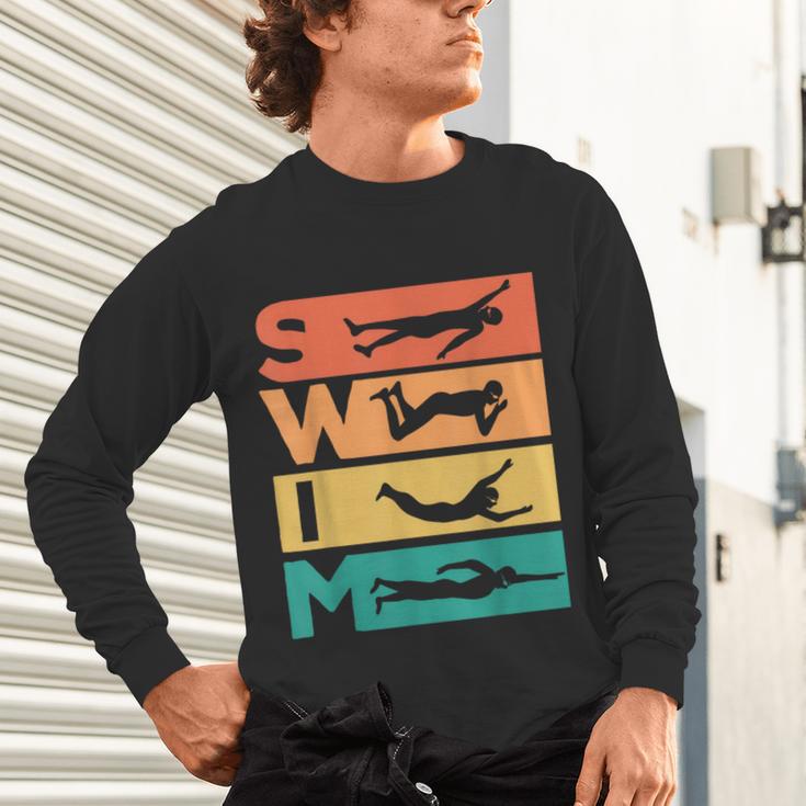 Retro Vintage Swimming For Swimmers Unisex Long Sleeve T-Shirt