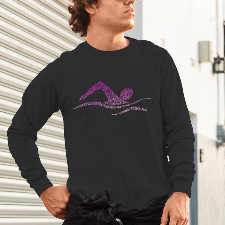 Silhouette Icon Swimmer Stuff Girls Swimming Unisex Long Sleeve T-Shirt
