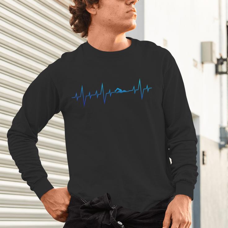 Sports Swimming Club Hobby Swimmer Heartbeat Swimming Unisex Long Sleeve T-Shirt