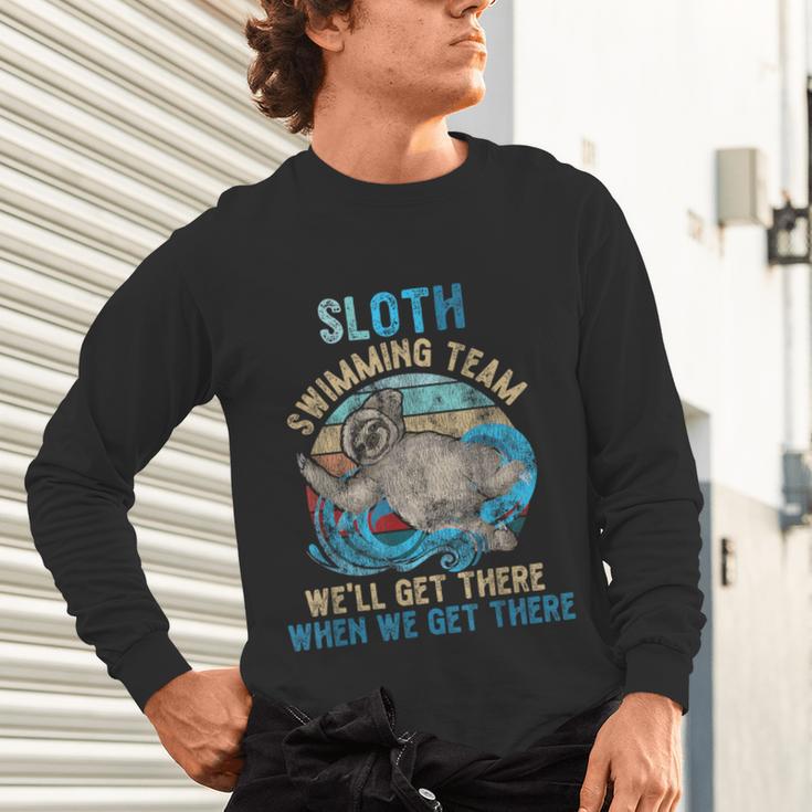 Swimmer Swim Sloth Swimming Team Retro Unisex Long Sleeve T-Shirt Swimmer Swim Sloth Swimming Team Retro Unisex Long Sleeve T-Shirt