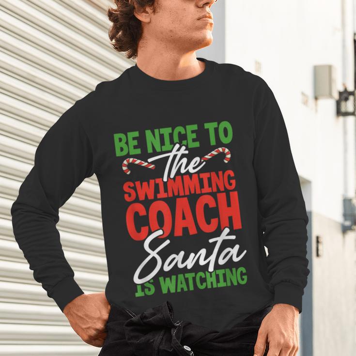 Swimming Coach Christmas Xmas Swimming Santa Unisex Long Sleeve T-Shirt Swimming Coach Christmas Xmas Swimming Santa Unisex Long Sleeve T-Shirt