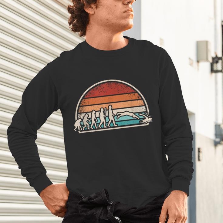 Swimming Evolution Retro Swim Swimmer Men Women Unisex Long Sleeve T-Shirt Swimming Evolution Retro Swim Swimmer Men Women Unisex Long Sleeve T-Shirt