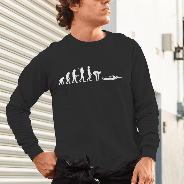 Swimming Evolution For Swimmers Unisex Long Sleeve T-Shirt Swimming Evolution For Swimmers Unisex Long Sleeve T-Shirt