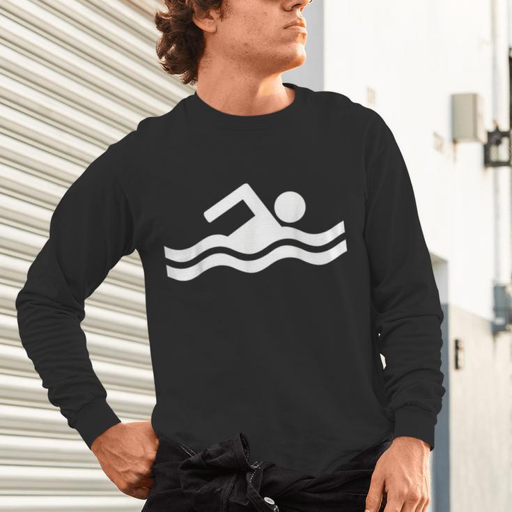 Swimming Symbol Unisex Long Sleeve T-Shirt Swimming Symbol Unisex Long Sleeve T-Shirt