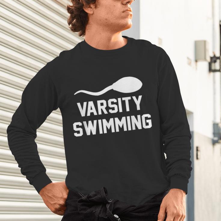 Varsity Swimming For Men Women Unisex Long Sleeve T-Shirt Varsity Swimming For Men Women Unisex Long Sleeve T-Shirt