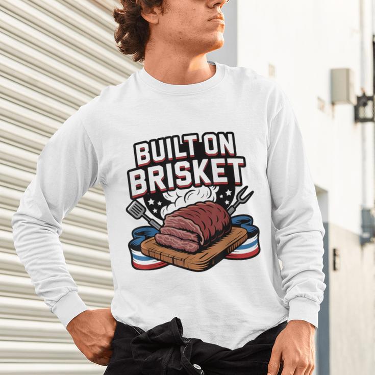 4th July BBQ Dad American Flag Brisket Smoke Unisex Long Sleeve T-Shirt