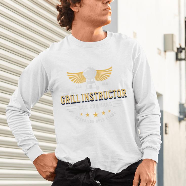 Grill Instructor BBQ Dad – 'Cue Command Op Open Flame Father Unisex Long Sleeve T-Shirt Grill Instructor BBQ Dad – 'Cue Command Op Open Flame Father Unisex Long Sleeve T-Shirt
