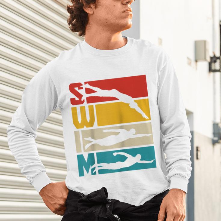 Swim Swimming Vintage Retro Swimmer Raglan Baseball Tee Unisex Long Sleeve T-Shirt Swim Swimming Vintage Retro Swimmer Raglan Baseball Tee Unisex Long Sleeve T-Shirt