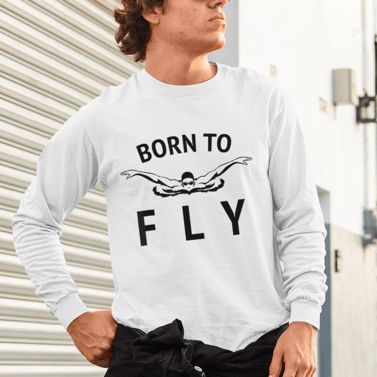 Swimmer Swim Team Born To Fly Butterfly Stroke Swimming Unisex Long Sleeve T-Shirt Swimmer Swim Team Born To Fly Butterfly Stroke Swimming Unisex Long Sleeve T-Shirt