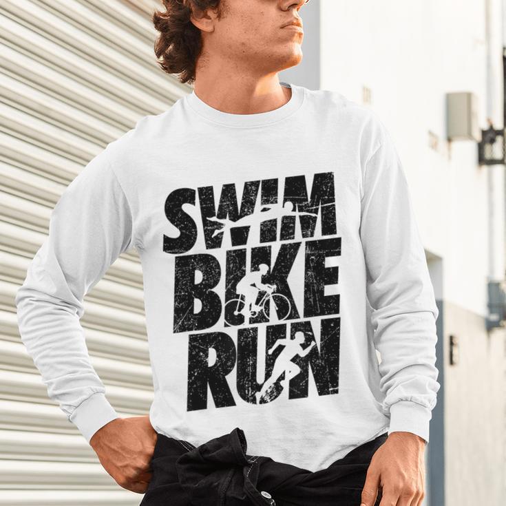 Swimming Cycling Running Triathlon Running Swimming Unisex Long Sleeve T-Shirt