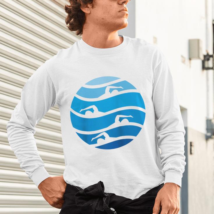 Swimming Freestyle Raglan Baseball Tee Unisex Long Sleeve T-Shirt