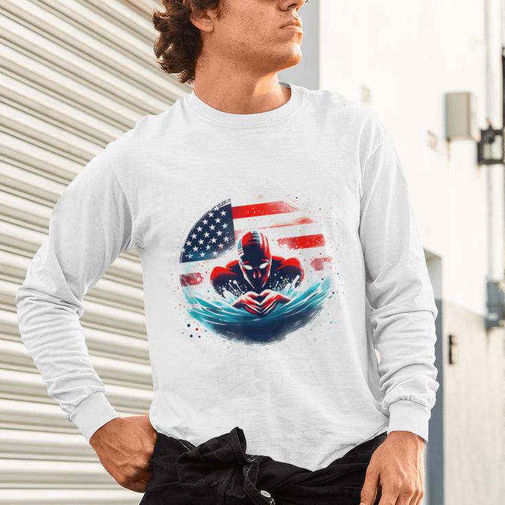 Swimming United States American Swimming Apparel Swimming Unisex Long Sleeve T-Shirt Swimming United States American Swimming Apparel Swimming Unisex Long Sleeve T-Shirt