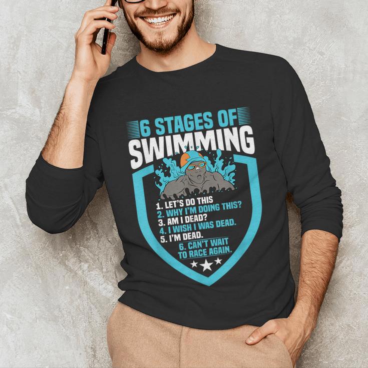 6 Stages Of Swimming Joke Sports Athlete Pool Swimmer Unisex Long Sleeve T-Shirt 6 Stages Of Swimming Joke Sports Athlete Pool Swimmer Unisex Long Sleeve T-Shirt