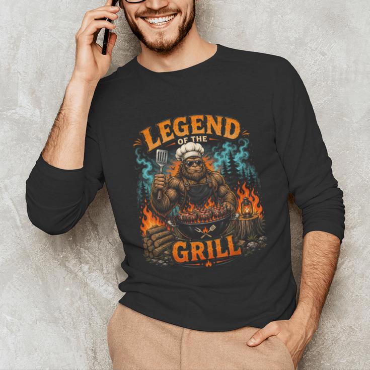 Bigfoot Legend Of The Grill BBQ Dad Father Day 2026 Unisex Long Sleeve T-Shirt