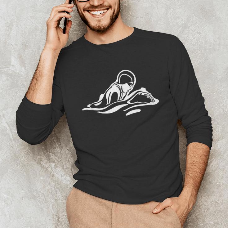 Breaststroke Swimming Stylized Design For Swimmers Unisex Long Sleeve T-Shirt