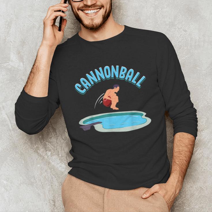 Cannonball Swimming Pool Fun Diving Diver Swimmer Cool Unisex Long Sleeve T-Shirt