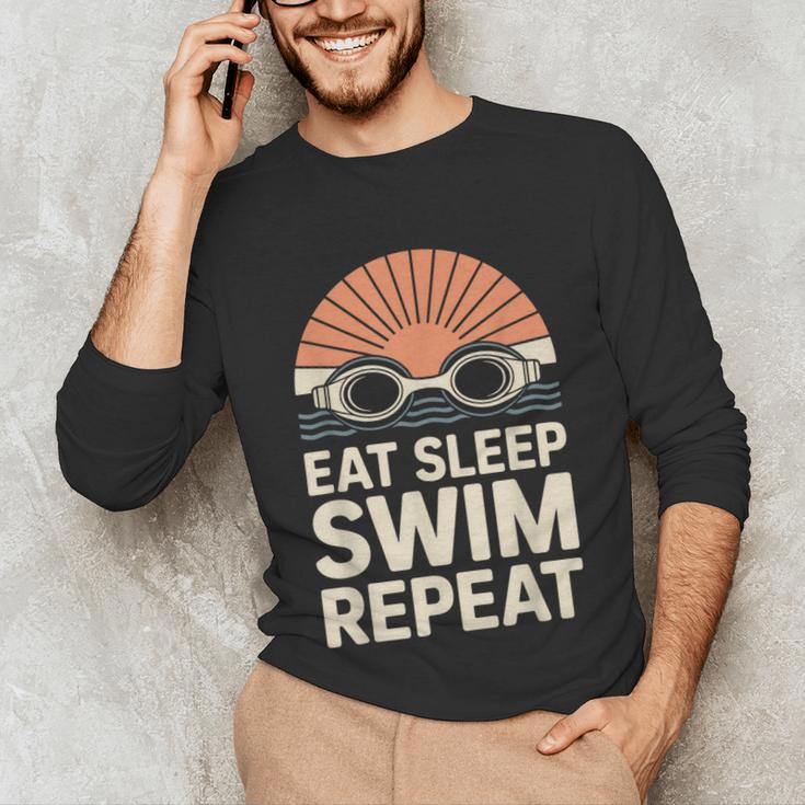 Eat Sleep Swim Repeat Swimmer Swimming Unisex Long Sleeve T-Shirt Eat Sleep Swim Repeat Swimmer Swimming Unisex Long Sleeve T-Shirt
