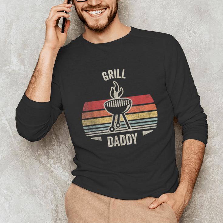 Grill Daddy BBQ Dad Retro Vintage Grilling Graphic Unisex Long Sleeve T-Shirt