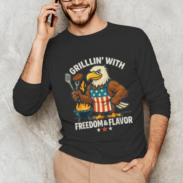 Grillin’ Eagle BBQ Dad 4th Of July Father’s Day Unisex Long Sleeve T-Shirt