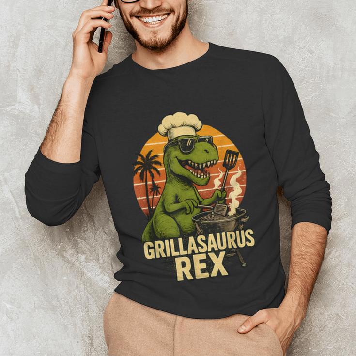 Grilling Dinosaur Grillasaurus T-Rex BBQ Dad Joke Unisex Long Sleeve T-Shirt