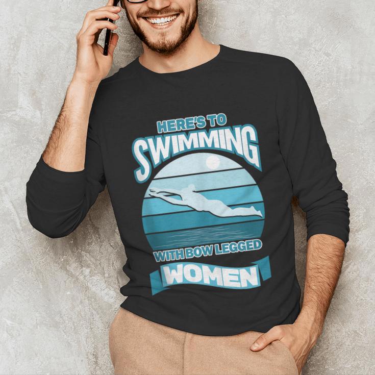 Here's To Swimming With Bow Legged Women Vintage Style Unisex Long Sleeve T-Shirt