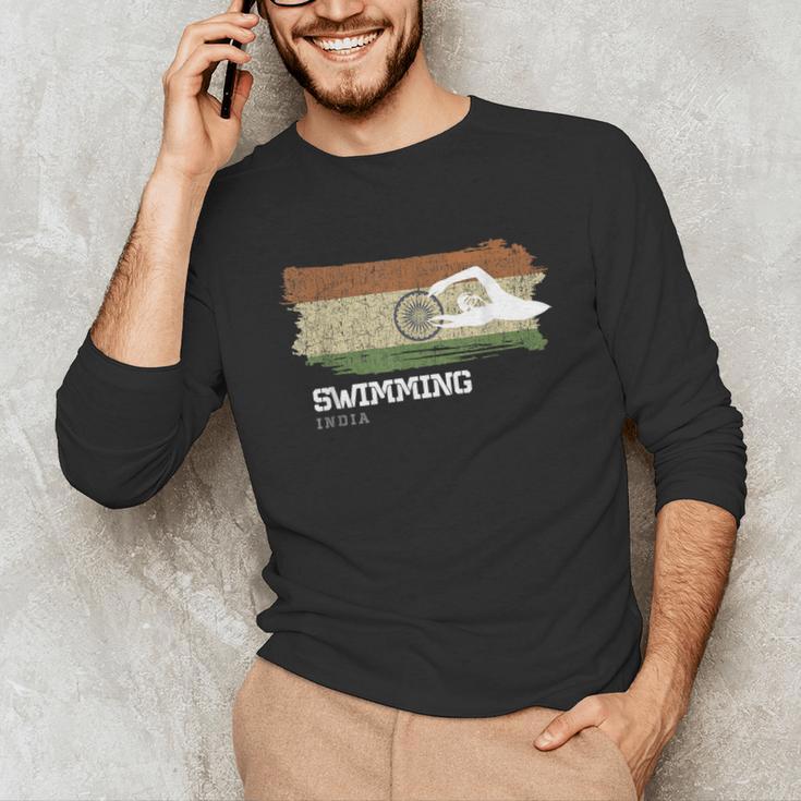 India Swimming Swimmer Water Sports Swimming Unisex Long Sleeve T-Shirt