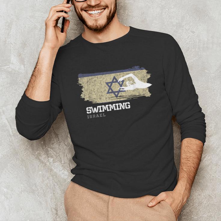Israel Swimming Swimmer Water Sports Swimming Unisex Long Sleeve T-Shirt Israel Swimming Swimmer Water Sports Swimming Unisex Long Sleeve T-Shirt