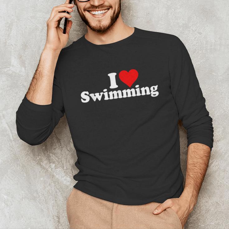 I LOVE HEART SWIMMING Unisex Long Sleeve T-Shirt