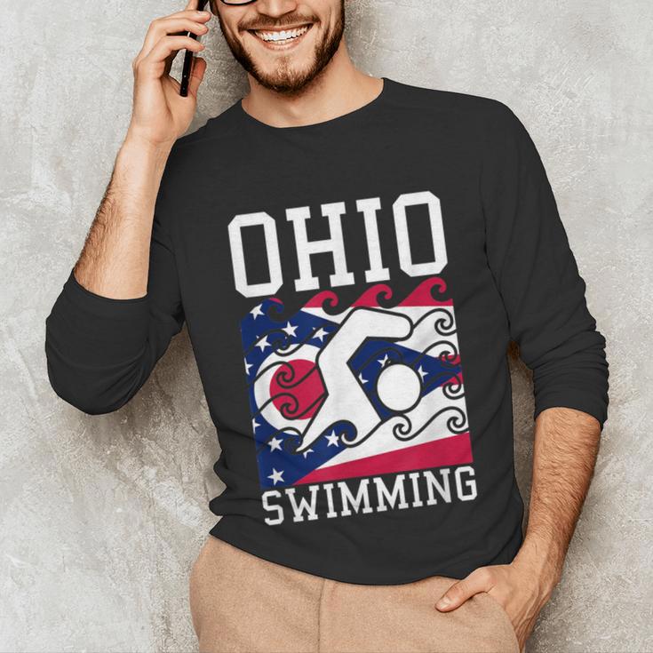 Ohio Flag Swimming Team Swim Swimmer US State Unisex Long Sleeve T-Shirt