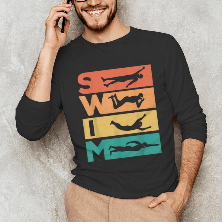 Retro Vintage Swimming For Swimmers Unisex Long Sleeve T-Shirt