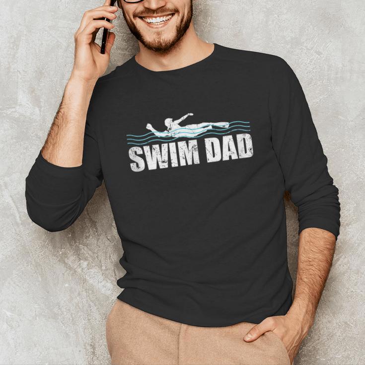 Swim Dad Support Swimming Father Sport Unisex Long Sleeve T-Shirt Swim Dad Support Swimming Father Sport Unisex Long Sleeve T-Shirt
