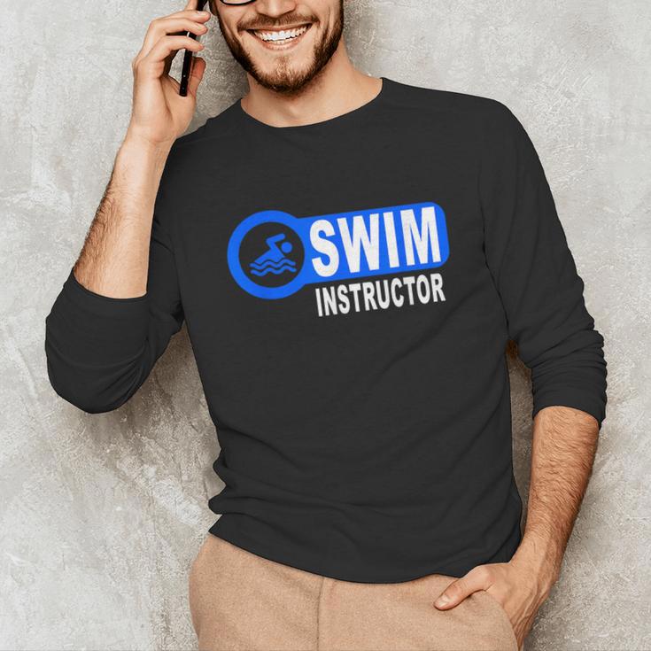 Swim Instructor Swimming Teacher Swimmer In Pool Graphic Art Unisex Long Sleeve T-Shirt Swim Instructor Swimming Teacher Swimmer In Pool Graphic Art Unisex Long Sleeve T-Shirt