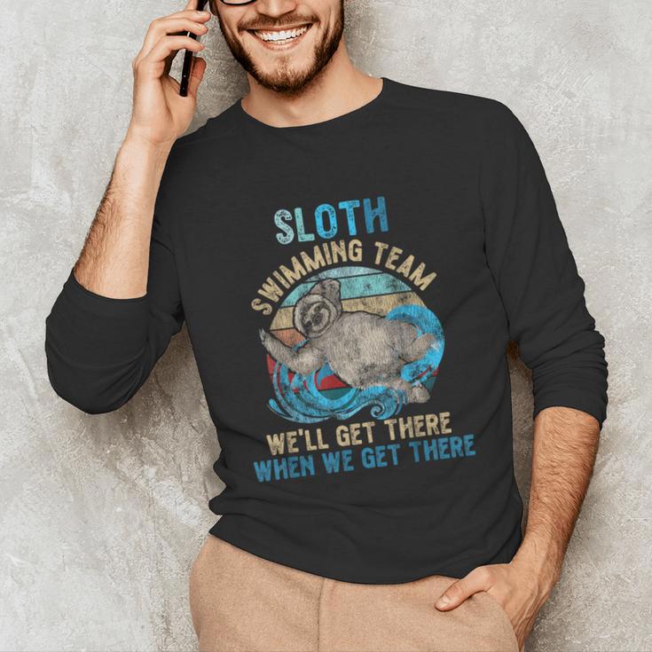 Swimmer Swim Sloth Swimming Team Retro Unisex Long Sleeve T-Shirt Swimmer Swim Sloth Swimming Team Retro Unisex Long Sleeve T-Shirt