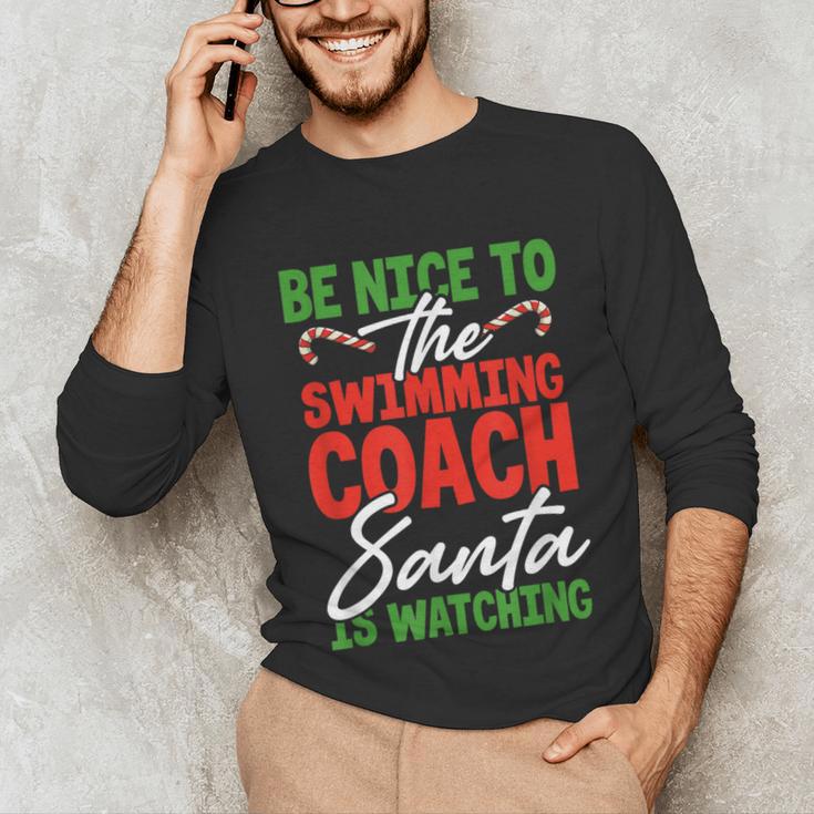 Swimming Coach Christmas Xmas Swimming Santa Unisex Long Sleeve T-Shirt Swimming Coach Christmas Xmas Swimming Santa Unisex Long Sleeve T-Shirt