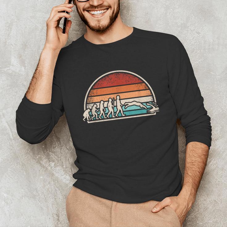 Swimming Evolution Retro Swim Swimmer Men Women Unisex Long Sleeve T-Shirt Swimming Evolution Retro Swim Swimmer Men Women Unisex Long Sleeve T-Shirt