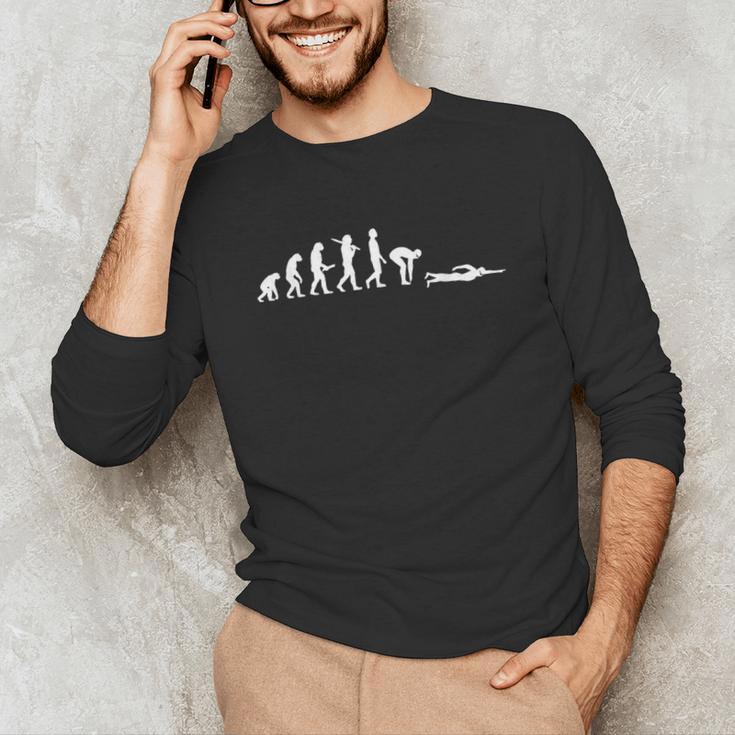 Swimming Evolution For Swimmers Unisex Long Sleeve T-Shirt Swimming Evolution For Swimmers Unisex Long Sleeve T-Shirt