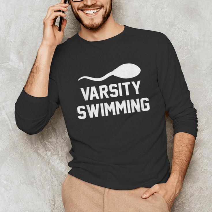 Varsity Swimming For Men Women Unisex Long Sleeve T-Shirt Varsity Swimming For Men Women Unisex Long Sleeve T-Shirt