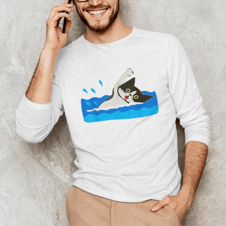 Cat Swimming Pool Unisex Long Sleeve T-Shirt Cat Swimming Pool Unisex Long Sleeve T-Shirt