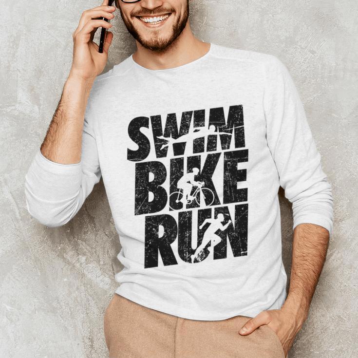 Swimming Cycling Running Triathlon Running Swimming Unisex Long Sleeve T-Shirt